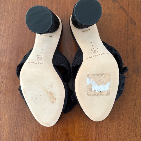 Loeffler Randall Penny Black Pleated Bow Heel Sandals - Picture 3 of 3